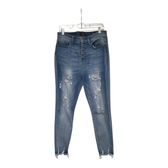 Judy Blue High Waist Distressed Button-Fly Skinny fit Womens Jeans Size 11/30 - Picture 1 of 8